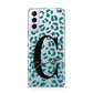 Personalised Leopard Print Clear Green Samsung S21 Plus Phone Case