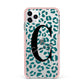 Personalised Leopard Print Clear Green iPhone 11 Pro Max Impact Pink Edge Case