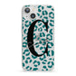 Personalised Leopard Print Clear Green iPhone 13 Clear Bumper Case