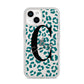 Personalised Leopard Print Clear Green iPhone 14 Clear Tough Case Starlight