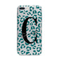 Personalised Leopard Print Clear Green iPhone 7 Plus Bumper Case on Silver iPhone