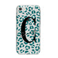 Personalised Leopard Print Clear Green iPhone 8 Bumper Case on Silver iPhone