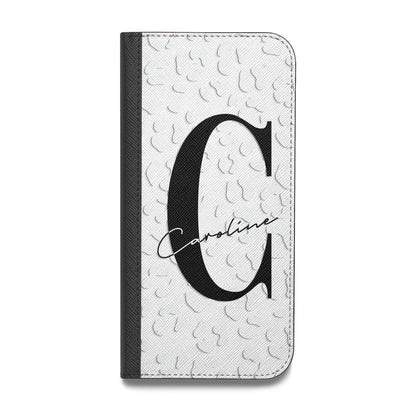 Personalised Leopard Print Clear Vegan Leather Flip Samsung Case
