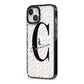 Personalised Leopard Print Clear iPhone 13 Black Impact Case Side Angle on Silver phone