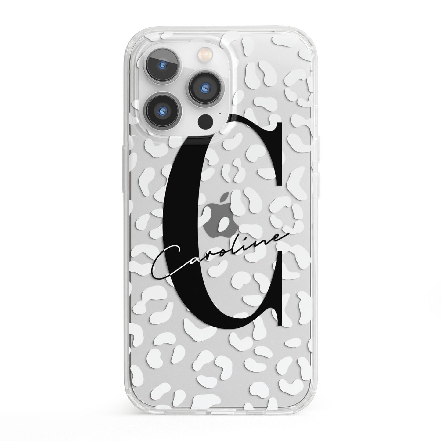 Personalised Leopard Print Clear iPhone 13 Pro Clear Bumper Case