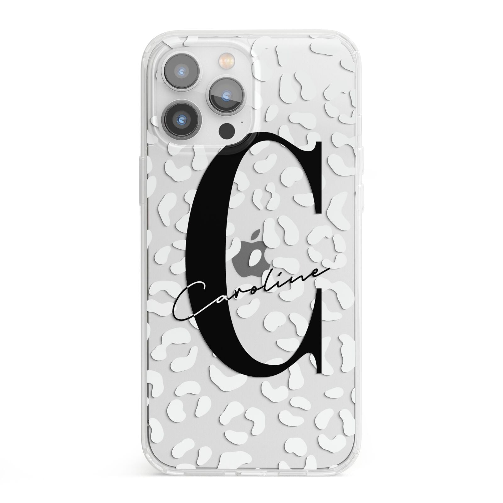 Personalised Leopard Print Clear iPhone 13 Pro Max Clear Bumper Case
