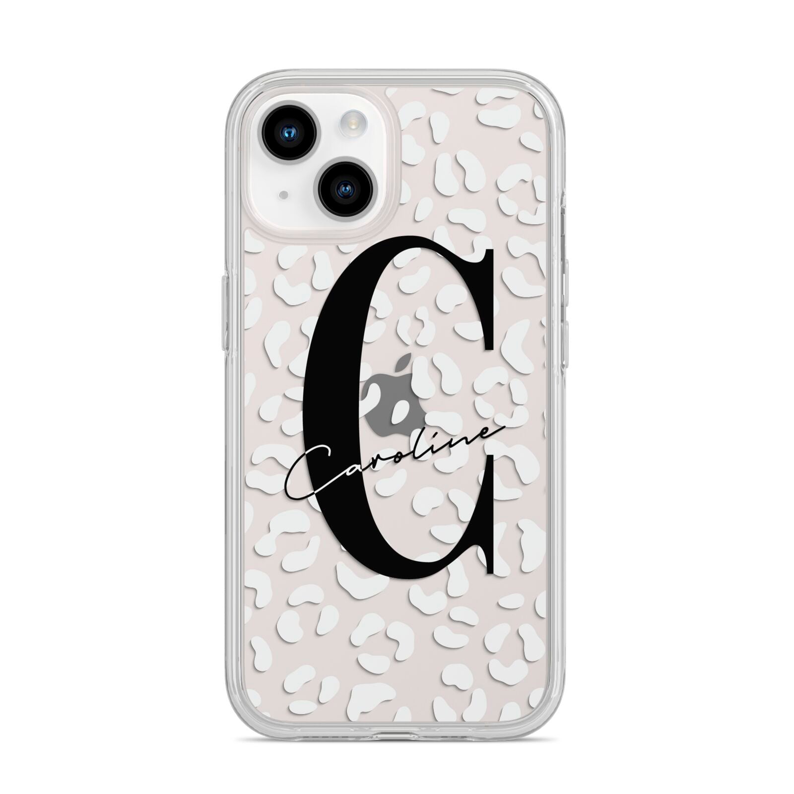 Personalised Leopard Print Clear iPhone 14 Clear Tough Case Starlight