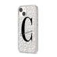 Personalised Leopard Print Clear iPhone 14 Glitter Tough Case Starlight Angled Image