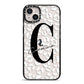 Personalised Leopard Print Clear iPhone 14 Plus Black Impact Case on Silver phone