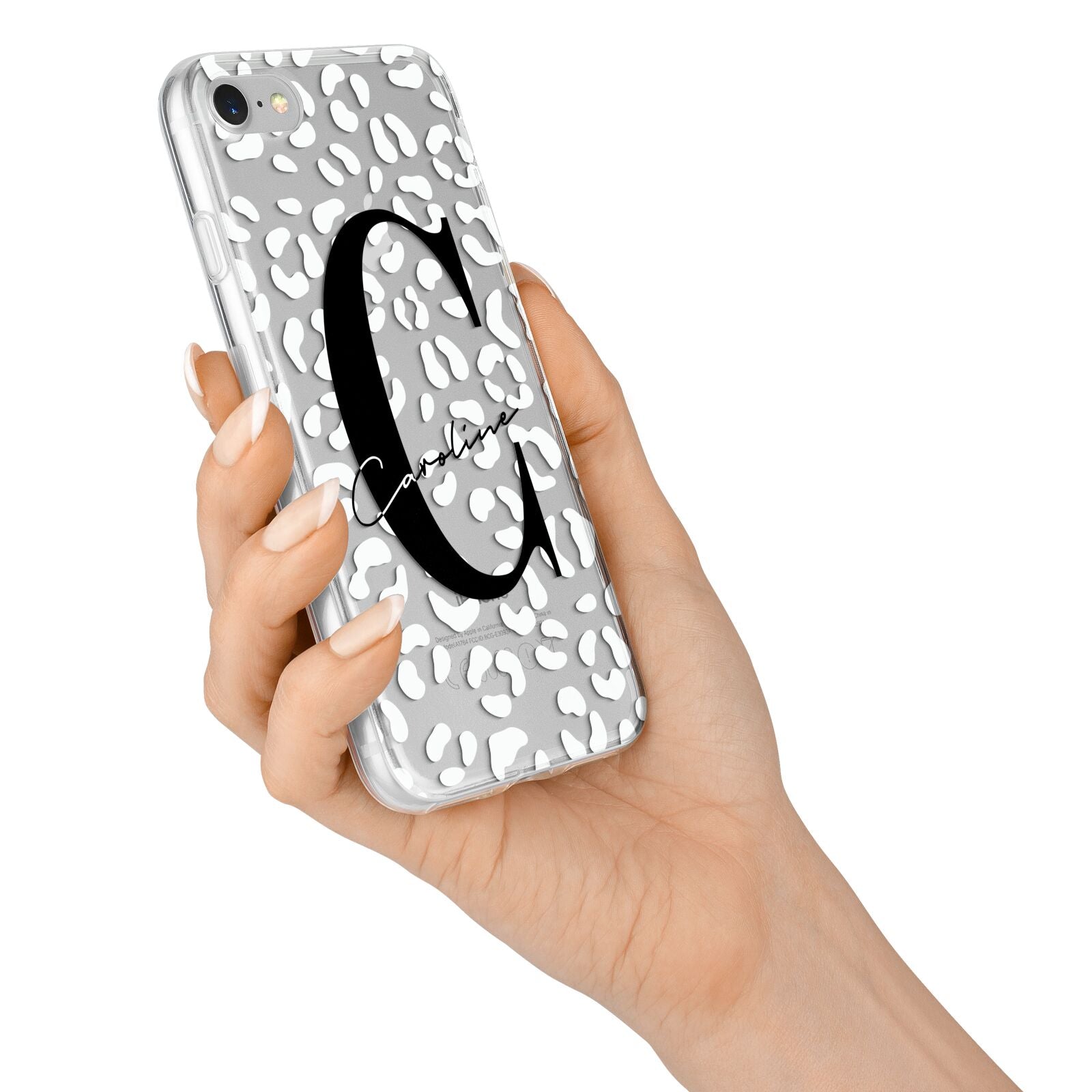 Personalised Leopard Print Clear iPhone 7 Bumper Case on Silver iPhone Alternative Image