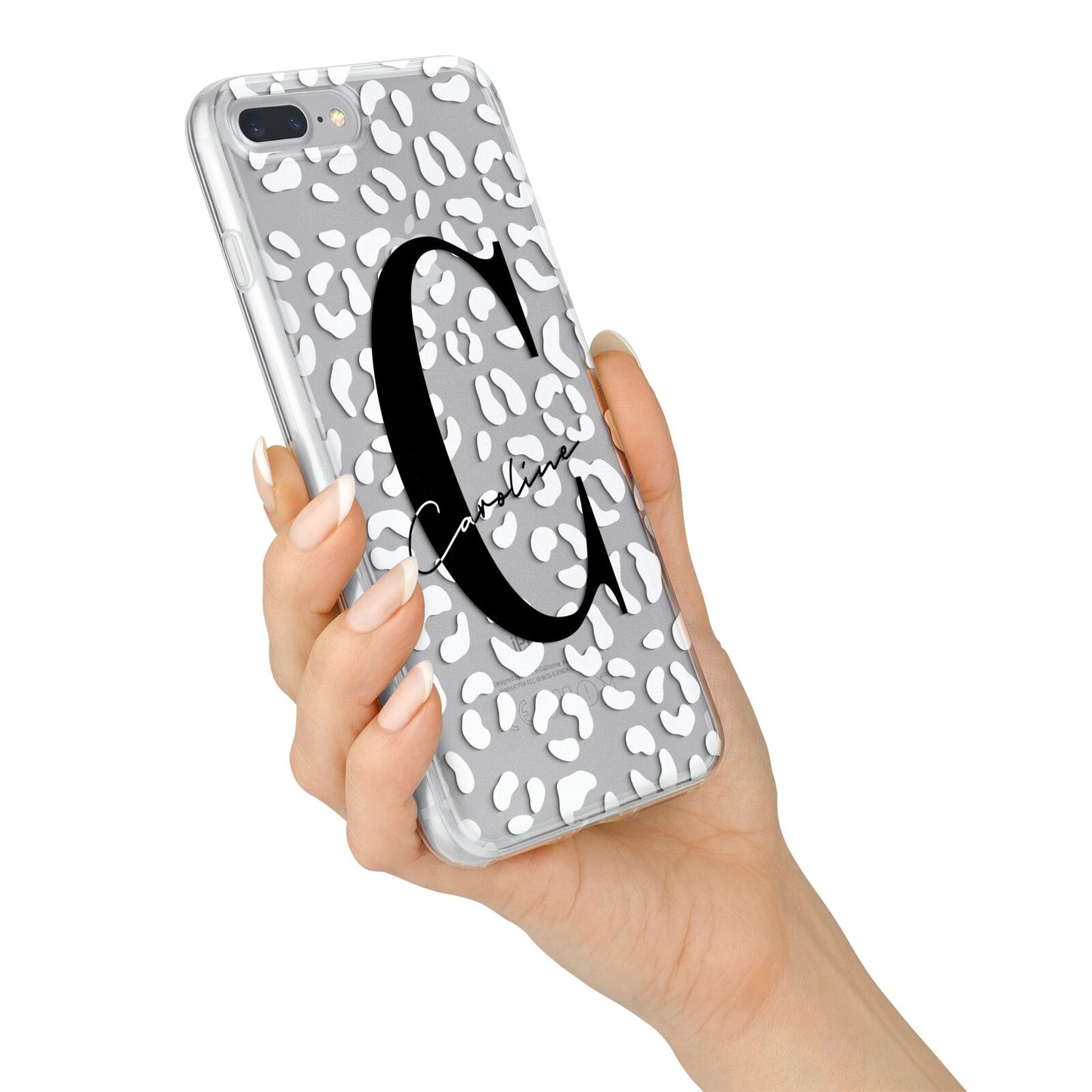 Personalised Leopard Print Clear iPhone 7 Plus Bumper Case on Silver iPhone Alternative Image