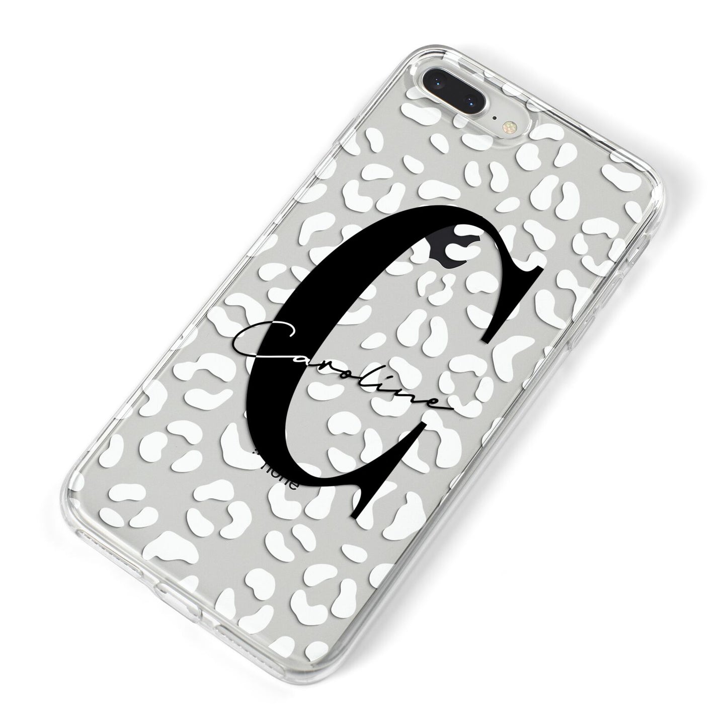 Personalised Leopard Print Clear iPhone 8 Plus Bumper Case on Silver iPhone Alternative Image