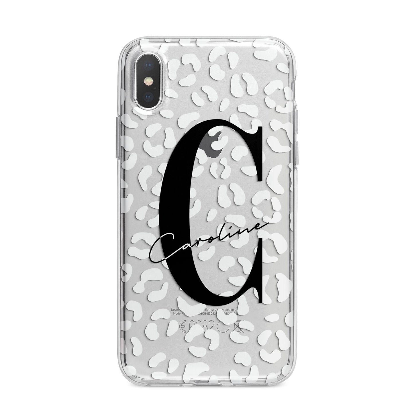 Personalised Leopard Print Clear iPhone X Bumper Case on Silver iPhone Alternative Image 1