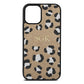 Personalised Leopard Print Embossed Gold Pebble Leather iPhone 12 Mini Case