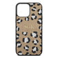 Personalised Leopard Print Embossed Gold Pebble Leather iPhone 13 Pro Max Case