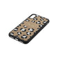 Personalised Leopard Print Embossed Gold Pebble Leather iPhone Xs Case Side Angle