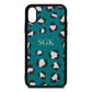 Personalised Leopard Print Embossed Green Pebble Leather iPhone Xs Case