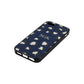 Personalised Leopard Print Embossed Navy Blue Pebble Leather iPhone 5 Case Side Angle