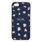 Personalised Leopard Print Embossed Navy Blue Pebble Leather iPhone 5 Case