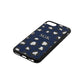 Personalised Leopard Print Embossed Navy Blue Pebble Leather iPhone 8 Case Side Angle