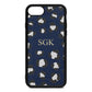 Personalised Leopard Print Embossed Navy Blue Pebble Leather iPhone 8 Case