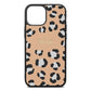Personalised Leopard Print Embossed Nude Pebble Leather iPhone 13 Mini Case