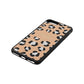 Personalised Leopard Print Embossed Nude Pebble Leather iPhone 8 Plus Case Side Angle