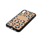 Personalised Leopard Print Embossed Nude Pebble Leather iPhone Xr Case Side Angle