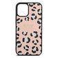 Personalised Leopard Print Embossed Nude Saffiano Leather iPhone 12 Mini Case