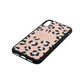Personalised Leopard Print Embossed Nude Saffiano Leather iPhone Xr Case Side Angle