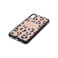 Personalised Leopard Print Embossed Nude Saffiano Leather iPhone Xs Case Side Angle