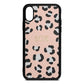 Personalised Leopard Print Embossed Nude Saffiano Leather iPhone Xs Case