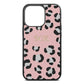 Personalised Leopard Print Embossed Pink Pebble Leather iPhone 13 Pro Case