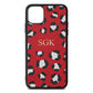 Personalised Leopard Print Embossed Red Pebble Leather iPhone 11 Pro Max Case