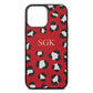 Personalised Leopard Print Embossed Red Pebble Leather iPhone 13 Pro Max Case