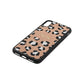 Personalised Leopard Print Embossed Rose Gold Pebble Leather iPhone Xs Case Side Angle