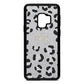 Personalised Leopard Print Embossed Silver Pebble Leather Samsung S9 Case