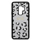 Personalised Leopard Print Embossed Silver Pebble Leather Samsung S9 Plus Case
