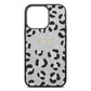 Personalised Leopard Print Embossed Silver Pebble Leather iPhone 13 Pro Case