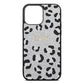 Personalised Leopard Print Embossed Silver Pebble Leather iPhone 13 Pro Max Case