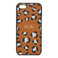 Personalised Leopard Print Embossed Tan Pebble Leather iPhone 5 Case