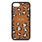 Personalised Leopard Print Embossed Tan Pebble Leather iPhone 8 Case