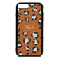 Personalised Leopard Print Embossed Tan Pebble Leather iPhone 8 Plus Case