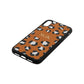 Personalised Leopard Print Embossed Tan Pebble Leather iPhone Xr Case Side Angle