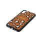 Personalised Leopard Print Embossed Tan Pebble Leather iPhone Xs Case Side Angle