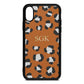 Personalised Leopard Print Embossed Tan Pebble Leather iPhone Xs Case