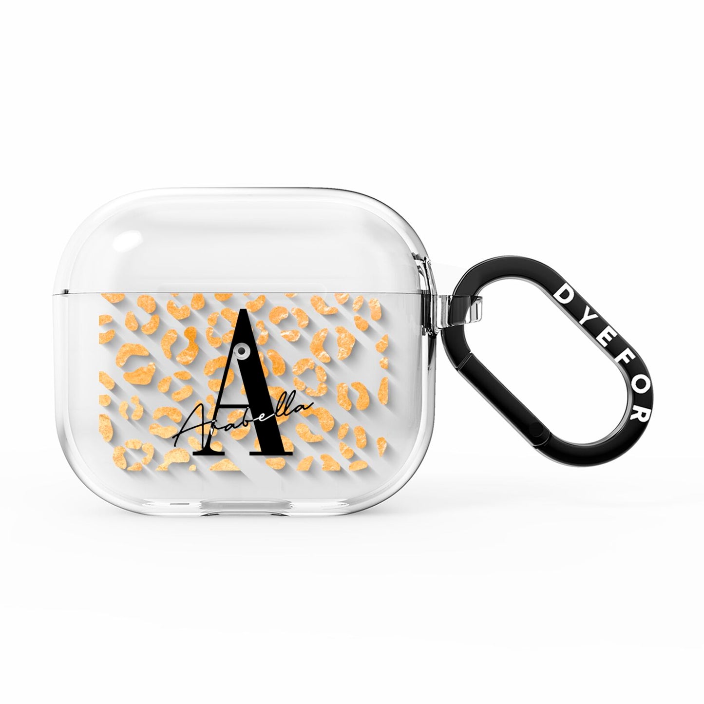 Personalised Leopard Print Gold AirPods Clear Case 3rd Gen