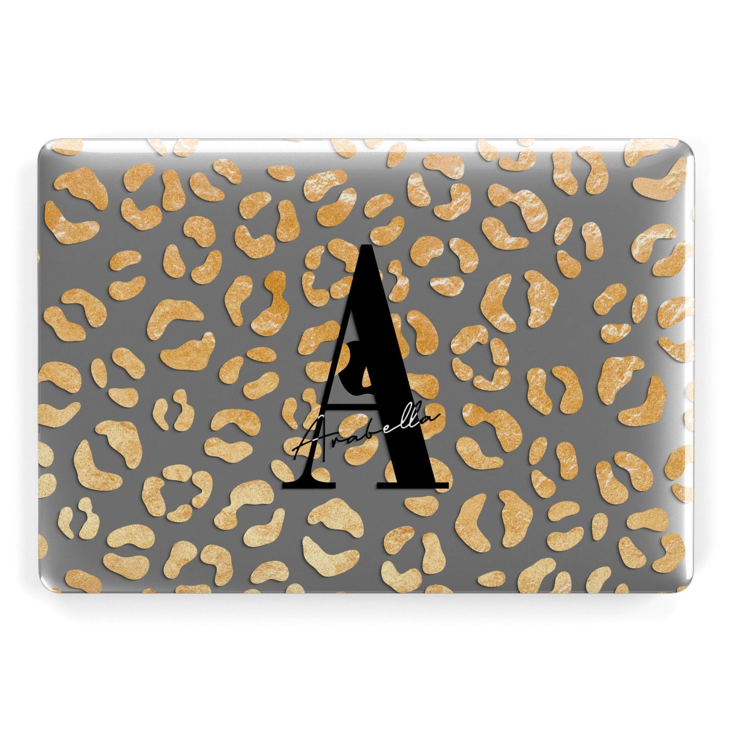 Personalised Leopard Print Gold Apple MacBook Case