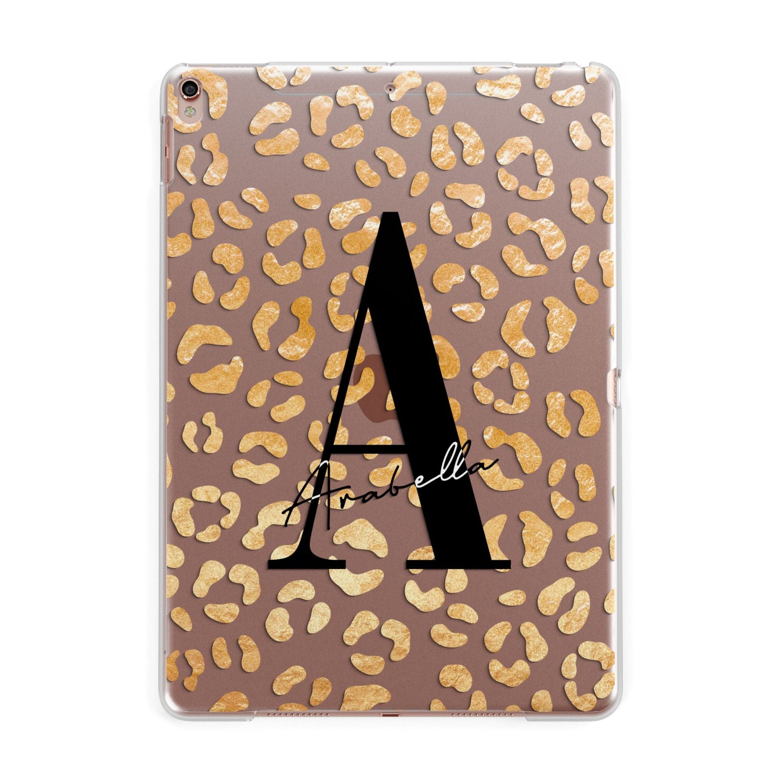Personalised Leopard Print Gold Apple iPad Rose Gold Case