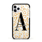 Personalised Leopard Print Gold Apple iPhone 11 Pro in Silver with Black Impact Case